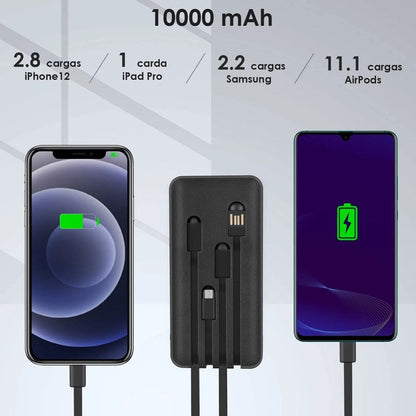 PowerHub™ - Power Bank 10,000mAh con Cables Integrados y Linterna